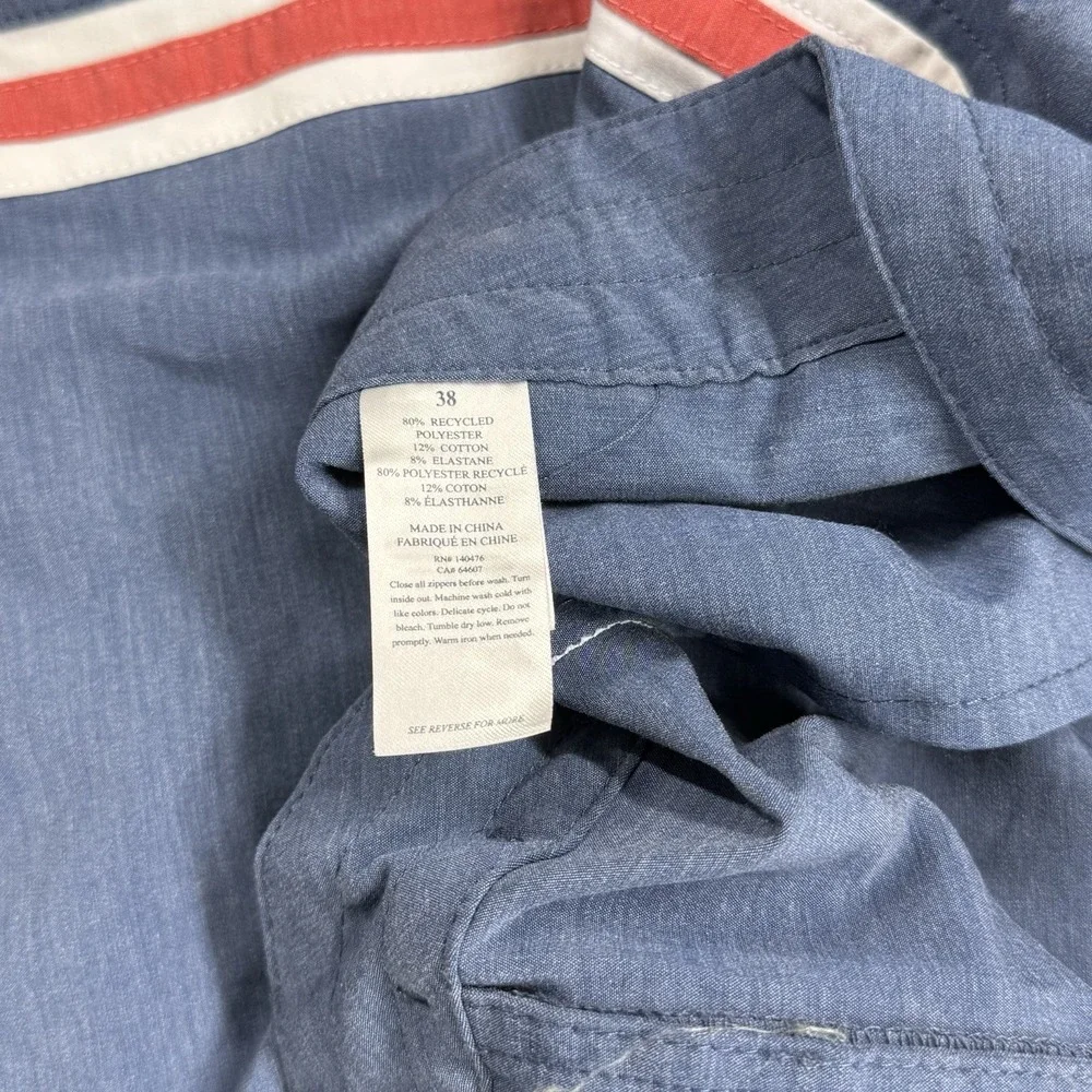Faherty Surf Board Shorts Mens 38‎ Blue Stripe Trim Swim Wear Beach Casual 7